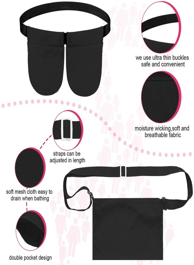 Tondiamo Mastectomy Drain Holder with 2 Shower Bag Adjustable Mastectomy Drain Pouch Waist Belt Breast Drainage Carrier for Mastectomy Breast Reduction Augmentation Recovery Support(Black) - Image 3